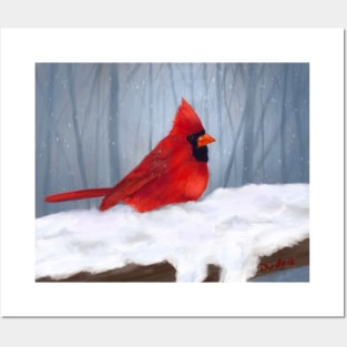 Cardinal in the Snow Posters and Art